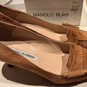 Manolo Blahnik Tan Suede Heels